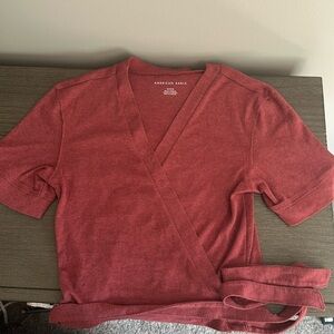American Eagle Red Wrap Top